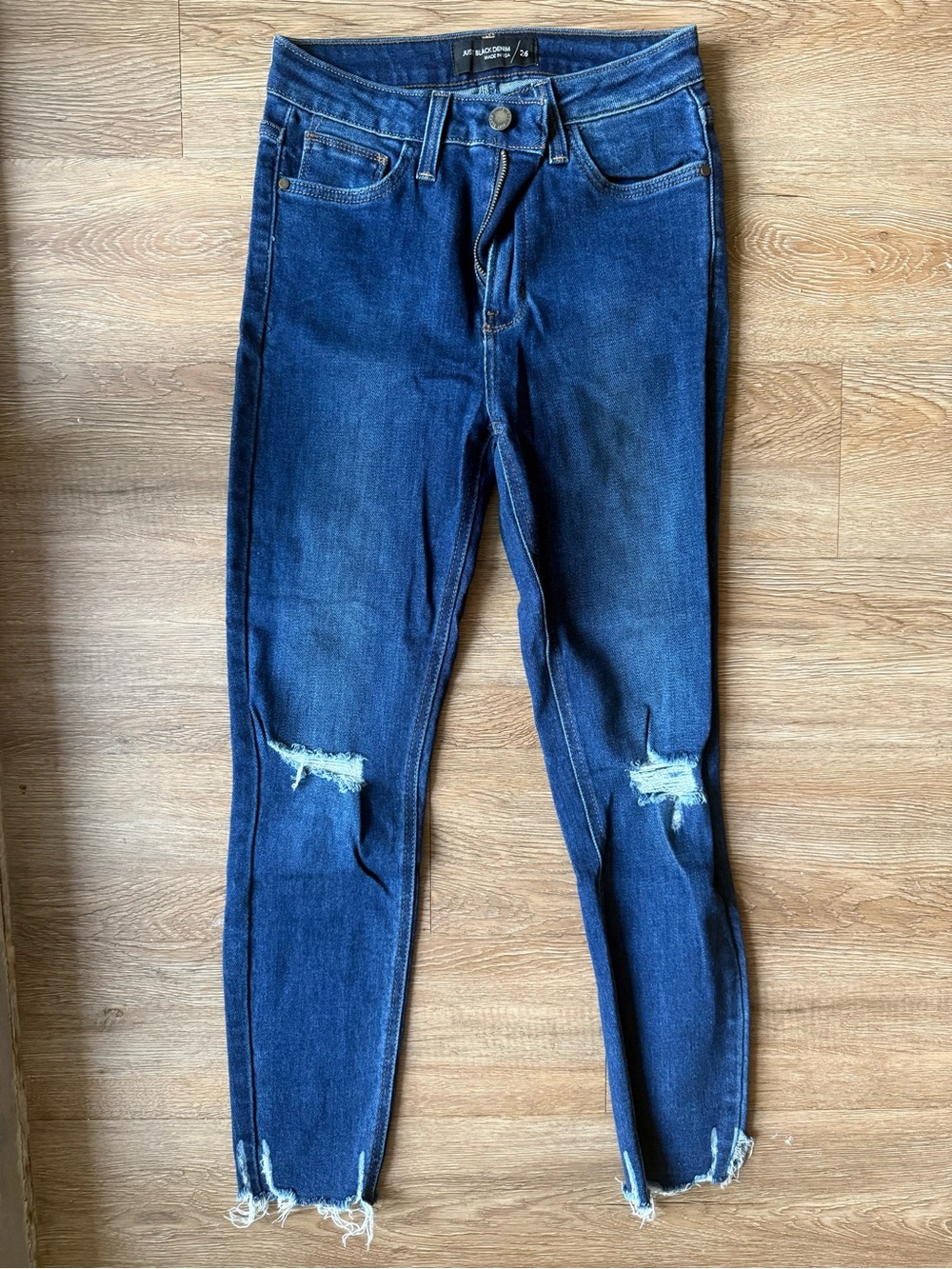 Just Black Navy Blue Distressed Skinny Jeans